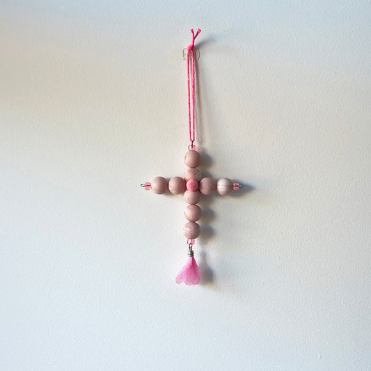 MARBLED PINK CROSS - MINI