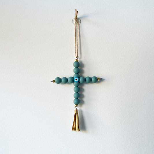 TEAL AND GOLD CROSS - MINI