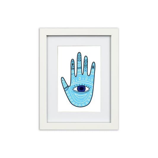 PEACE WITHIN HAMSA HAND (BLUE) - FRAMED PRINT