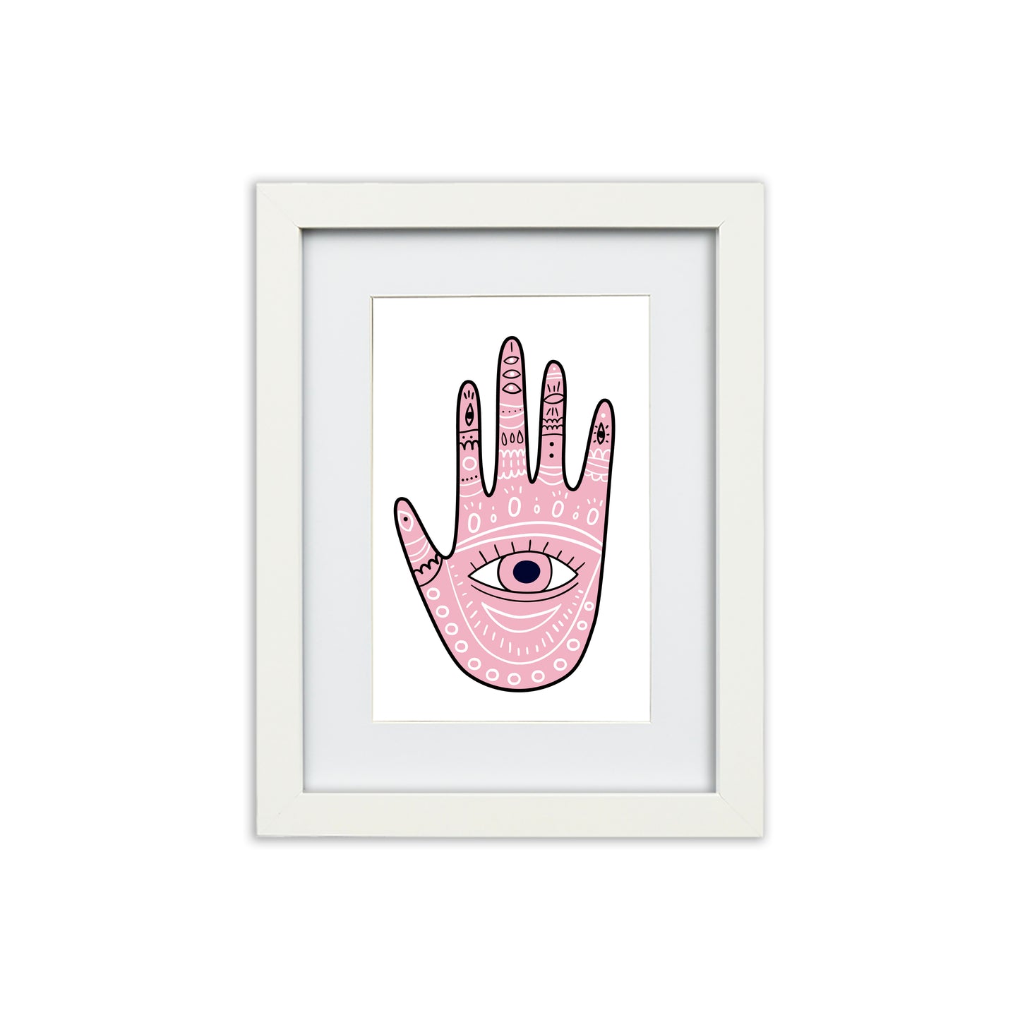 PEACE WITHIN HAMSA HAND (PINK) - FRAMED PRINT