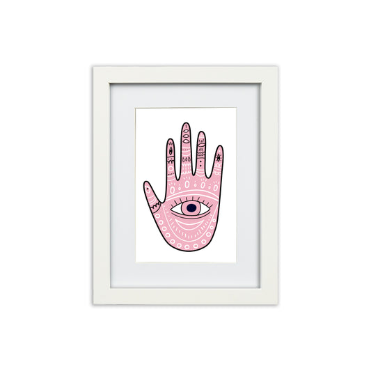 PEACE WITHIN HAMSA HAND (PINK) - FRAMED PRINT