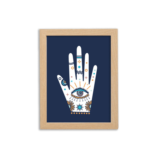 JOURNEY HAMSA (NAVY) - FRAMED PRINT